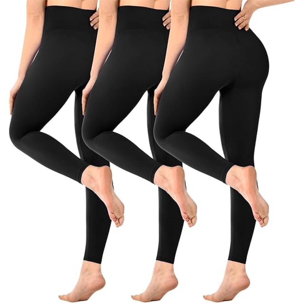 [Prime] SINOPHANT 3er-Pack Damen High-Waist Leggings – blickdicht, schwarz (für Gym, Yoga, Sport)