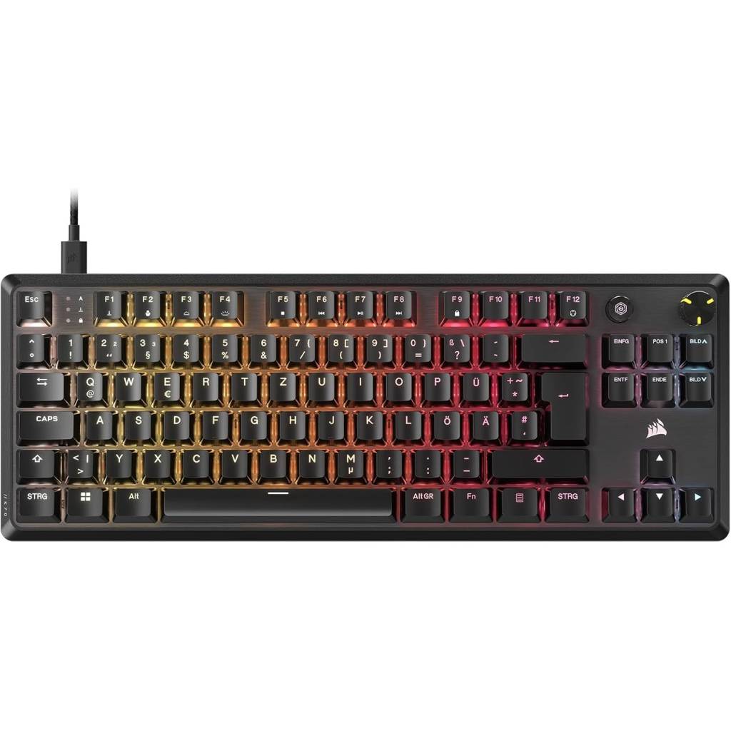 Corsair K70 CORE TKL RGB – Mechanische Tenkeyless-Gaming-Tastatur (MLX Red v2, QWERTZ DE)