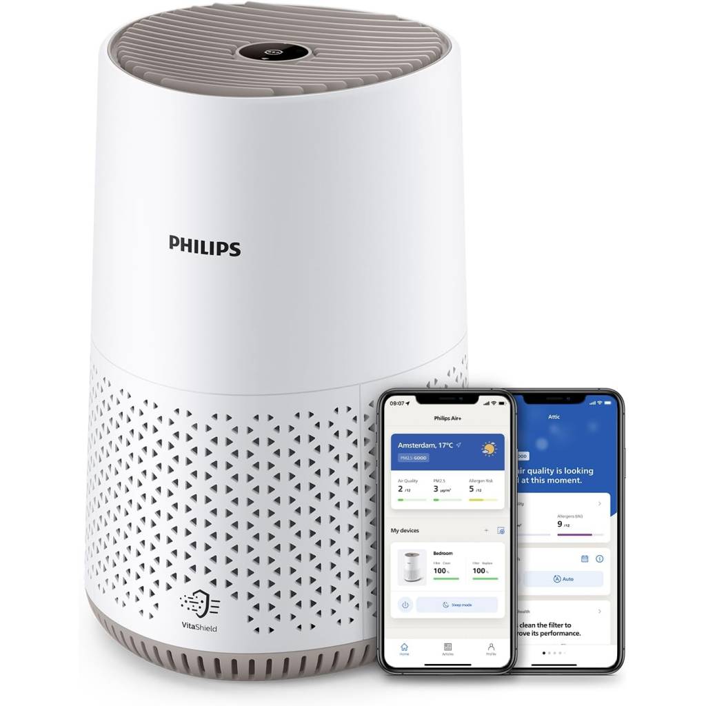 Philips Luftreiniger 600 Serie, Ultraleise und energieeffizient Für Allergiker, HEPA-Filter entfernt 99,97% der Schadstoffe, Für Räume bis zu 44m²