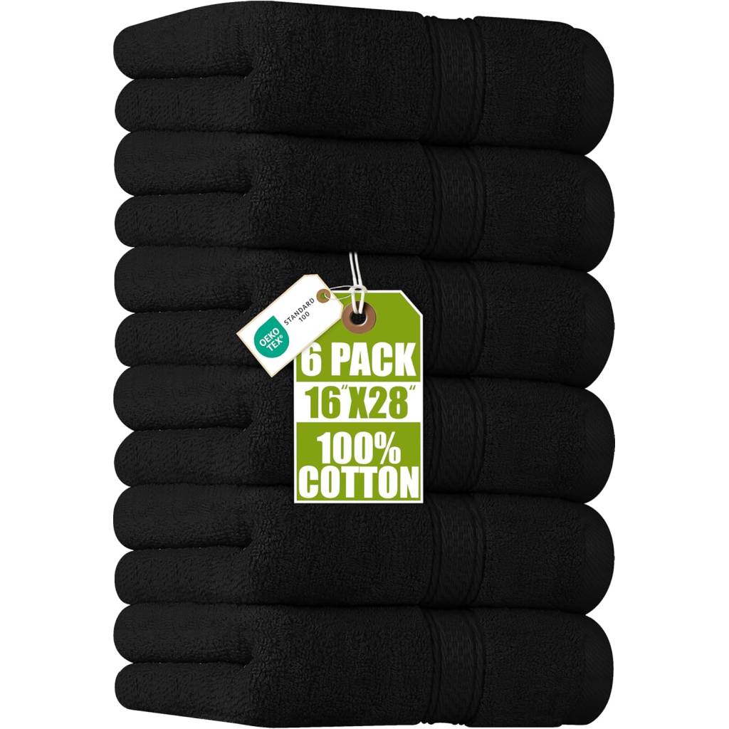 Utopia Towels - Handtücher Set aus 100% Baumwolle - ultraweich und sehr saugfähig - 41x71 cm - 6er Pack (Schwarz)