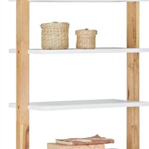 Regal aus Walnuss massiv – 55×180×25 cm, naturfarben/weiß