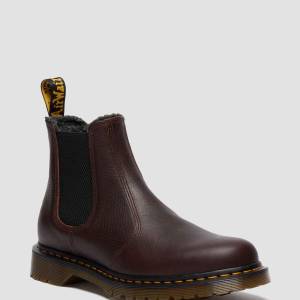 Dr. Martens 2976 Grizzly Leder Chelsea Boots – mit Kunstfellfutter (dunkelbraun)