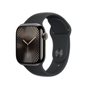 Apple Watch Series 10 GPS + Cellular 46 mm – Titangehäuse in Schiefer mit schwarzem Sportarmband (effektiv ~482 € mit Cashback)