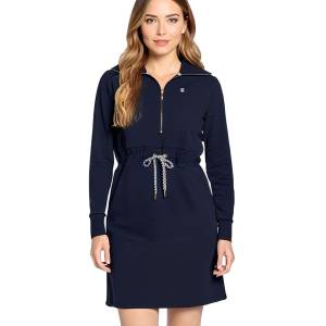 DELMAO Damen Mini-Kleid Sweat-Kleid langärmliges Baumwoll-Kleid Blau