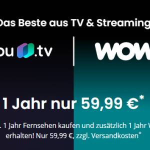 Waipu.tv - 1 Jahr Fernsehen + WOW Filme & Serien + 4K-Streaming-Stick