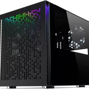 TECWARE Quad RGB TG mATX/mITX Gaming & B2B Cube Chassis Schwarz w/1 x 200 mm PWM & 1 x 120 mm PWM