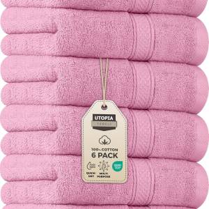 [Prime] Utopia Towels Handtücher-Set – 6er Pack 100% Baumwolle (41 × 71 cm, Rosa)