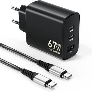 [Prime] 67 W USB-C Ladegerät mit 3 Ports – PD & PPS Schnellladegerät für Laptops, Smartphones & Tablets